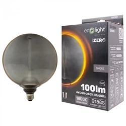 Bec decorativ LED E27 4W 1800K cald 100lm G188 Smoke SERIA ZERO Eco Light