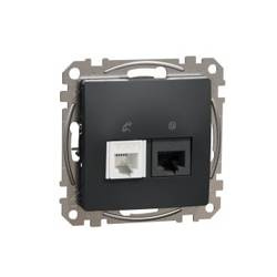 Priză telefon-computer (RJ45 cat.6 UTP + RJ11) negru, antracit IP20 SDD114468 Sedna Design Schneider electric