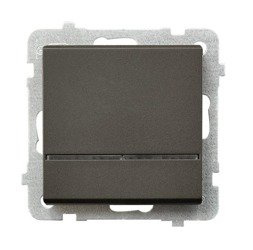 Întrerupător unipolar cu iluminare albastră ciocolată metalică Ospel Sonata lP-1RS/m/40