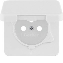 IP44 Płytka czołowa do gniazda z uziemieniem z pokrywą, biały Berker 39420409