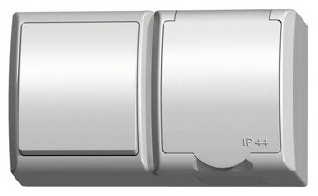 Comutator unipolar + priză simplă schuko, capac în culoarea produsului alb Ospel Wave ZH-l1GS / 00 / w