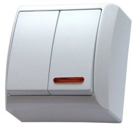 Comutator sfeșnic două părți cu iluminare de fundal portocaliu alb Ospel Bis ŁN-2BS/00