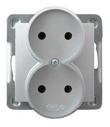 Priză dublă  argintiu Ospel Impresja GP-2YR/m/18