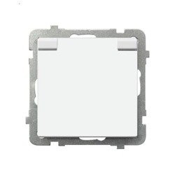 Priză rezistentă la stropire împământare IP-44 capac în culoarea produsului alb Ospel Sonata GPH-1RZ/m/00/w