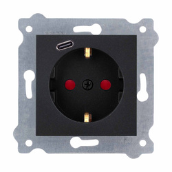 Priză de împământare Schuko 2P+E + USB Tip C Negru metalizat 274/14E EXEN