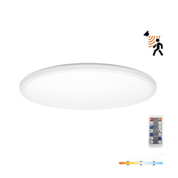 Plafon LED NIVERA CIRCLE 18W 3CCT 3000/4000/6000K LX cu senzor de mișcare și crepuscul IP54 alb rotund Kobi Premium