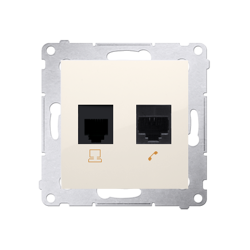 Simon 54 Premium Priză crem de computer RJ45 cat. 5e + de telefon RJ12 (modulară), D5T.01/41