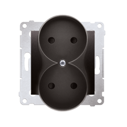 Simon 54 Premium Priză dublă, antracit, fără împământare, terminale cu șuruburi, cu protecție, DG2MZ.01/48
