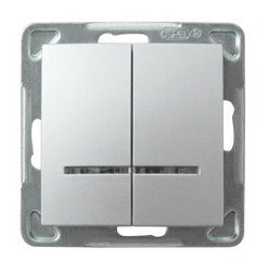 Întrerupător cu două căi cu iluminare albastră argintie Ospel Impresja lP-2YS/m/18