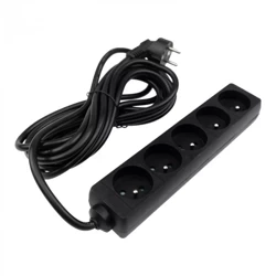 Cablu prelungitor 5m 5 prize cu împământare 3x1.5mm2 negru Eco Light