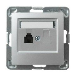 Priză telefonică simplă argintie Ospel Impresja GPT-1Y/m/18