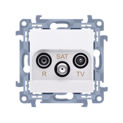 Priză TV R-TV-SAT finală pentru priză de trecere 1 dB (modul) albă Simon 10