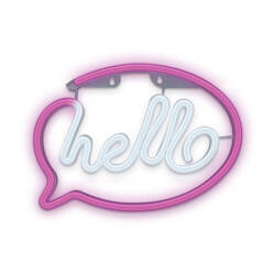 Neon LED lampă de perete HELLO roz alb Bat + USB FLNE15 T-00451 PLASTROL
