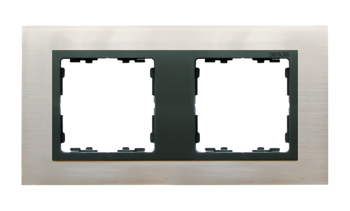 Ramka 2x stal inox / ramka pośrednia grafit Kontakt Simon 82827-37