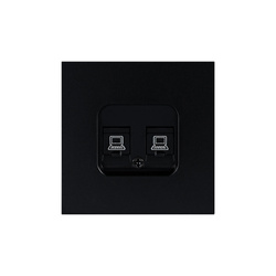 Capac priză dublă RJ45 negru, seria iZi ViPlast