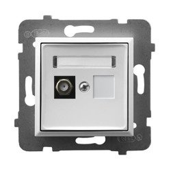 Priză antenă unică de tip F, albă Ospel Aria GPA-1UF/m/00