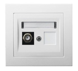 Priză antenă unică de tip F, albă Ospel Kier GPA-1WF/00