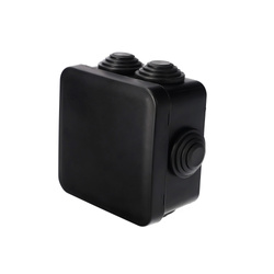 Cutie ermetică aplicată cu presetupe, închidere prin clic, 78x78x47mm, neagră, IP55, EDO777833, EDO Technic