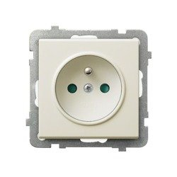 Priză unică cu împământare cu obturatoare de circuit de curent ecru Ospel Sonata GP-1RZP/m/27