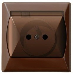 Priză rezistentă la stropire împământare IP-44 capac transparent maro Ospel Akcent GPH-1AZ/24/d
