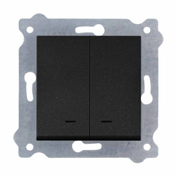 Comutator dublu cu iluminare Negru metalizat 203/14E EXEN