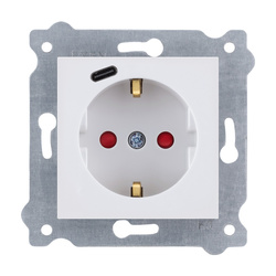 Priză cu împământare Schuko 2P+E + USB Tip C Alb 274/01E EXEN