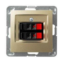 Priză dublă pentru difuzor, aur metalic Ospel Impresja GG-2Y/m/28