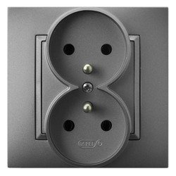 Priză dublă cu împământare Szary mat Ospel Aria GP-2UZ/70
