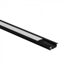 Profil P02 negru + abajur lăptos 2m - Set: profil, abajur, capete