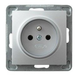 Soclu argintiu cu o singură priză împământată Ospel Impresja GP-1YZ/m/18