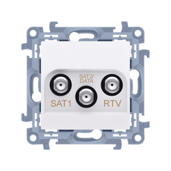 Priză TV SAT-SAT-RTV satelitară finală (modul) albă Simon 10