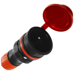 Priză unică 2p+Z; EXTREM cu clapetă; ermetic; IP 54 demontabil, negru și roșu