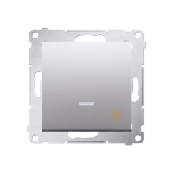 Simon 54 Premium Întrerupător cruce argintiu cu iluminare LED (modular) conector rapid, DW7L.01/43