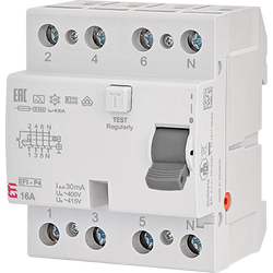 Întrerupător de curent rezidual 4P 25A 0.03A EFI6-P4 tip AC 25/0.03 002061651 ETI