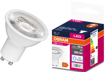 Bec LED VALUE PAR16 Plastic 50 36° 4,5W 6500K GU10 Osram