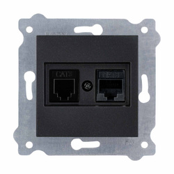 Cat.6 computer + priză telefonică Negru metalizat 256/14E EXEN