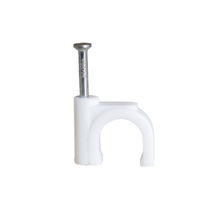 Suport de cablu rotund tip FLOP fi 22mm alb (pachet 50 buc.) | HOROZ