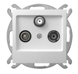 Priză RTV-SAT cu capăt alb Ospel Impresja GPA-YS/m/00