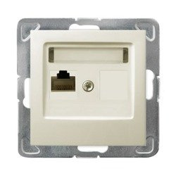 Priză simplă cat 5e MMC pentru computer ecru Ospel Impresja GPK-1Y/K/m/27