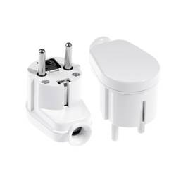 Ștecher dezizolat, unghiular Uni-SCHUKO, 2p+Z; 16A, 250V; WT-16U WHITE