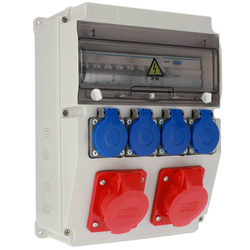 Tablou de distribuție pentru clădiri echipat cu ASTAT 221 Plus "A" IP65 2x16A/5P, 4x230V SCHUKO IP44, întrerupătoare Hager