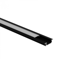 Profil P02 încastrat negru + difuzor matuit 2m Ecolight
