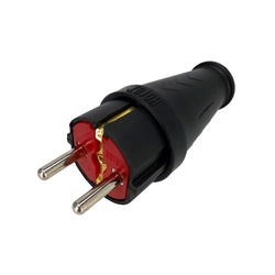 Fișă dreaptă din cauciuc cu împământare Schuko neagră | 300.000.807 | HOROZ