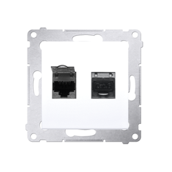 Simon 54 Premium Priză albă de computer  dublă RJ45 cat. 6, ecranată, cu protecție D62E.01/11