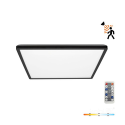 Plafon LED NIVERA SQUARE 18W 3CCT 3000/4000/6000K LX cu senzor de mișcare și crepuscul IP54 negru pătrat Kobi Premium