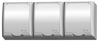 Priză triplăcu împământare capac în culoarea produsului alb Ospel Fala GNH-3HZ/00/w