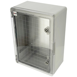 Carcasă standard ABS 400×600×200 cu placă de montaj galvanizată (cu ușă transparentă) gri | 800.701.005 | HOROZ