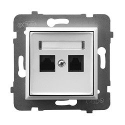 Priză dublă pentru computer, categoria 5e MMC albă Ospel Aria GPK-2U/K/m/00
