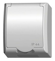 Priză unică cu împământare schuko capac în culoarea produsului alb Ospel Fala GNH-1HS/00/w