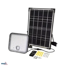 LED proiector solar 30W 4000K neutru 4800lm IP65 cu senzor de mișcare Bemko